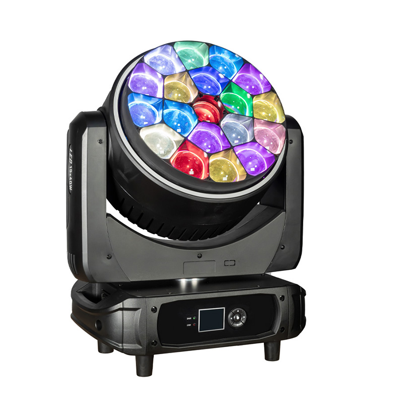 High-performance 19×40W RGBW moving head light with dynamic effects, long lifespan, auto-rotation, and advanced cooling for commercial events, concerts, and rental services